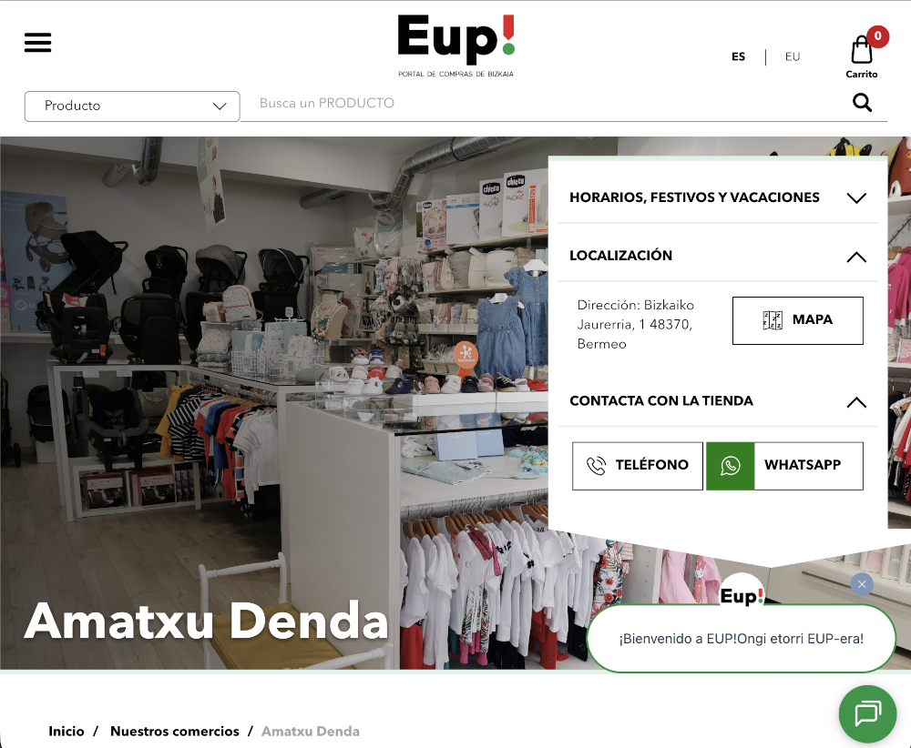 Ver tienda on line de amatxu denda en Bermeo